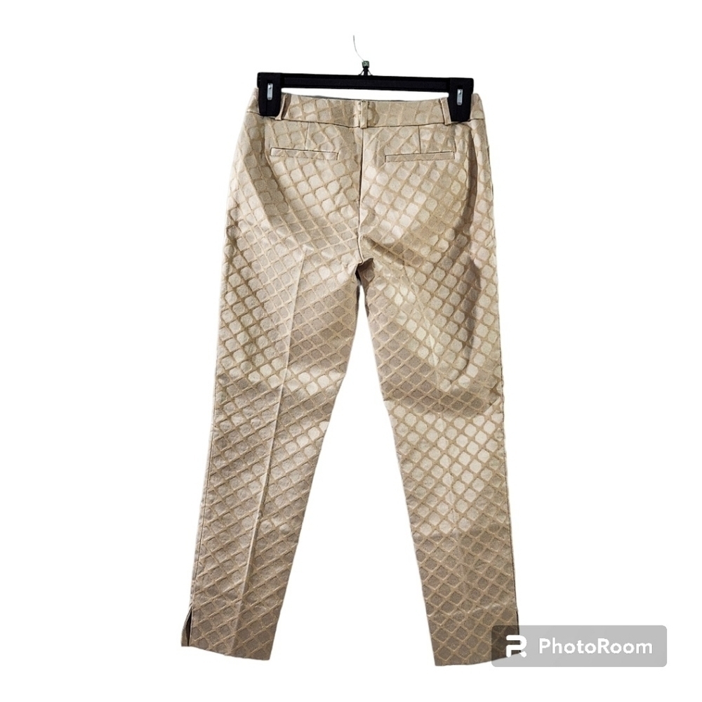 Banana Republic Camden Geometric Print Jaquard Ankle Beige Pants - Picture 3 of 10